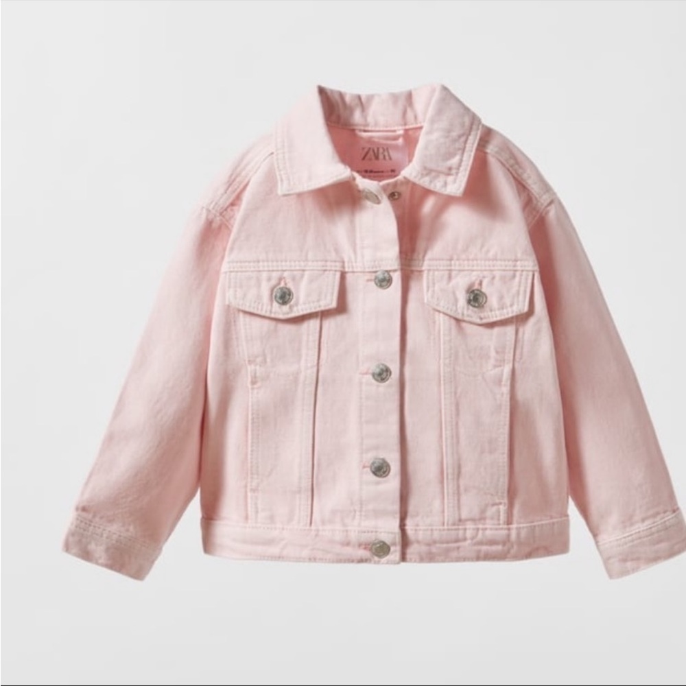 Zara pink denim jacket, 9-12 months